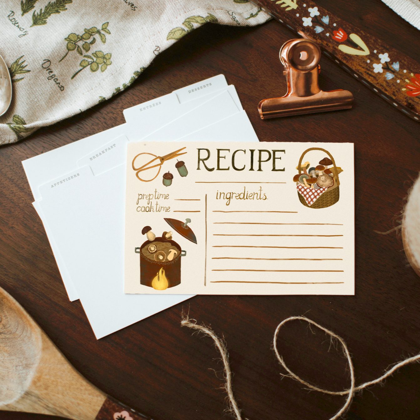 forest forager printable | recipe cards