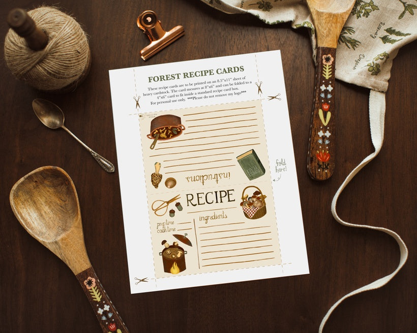 forest forager printable | recipe cards