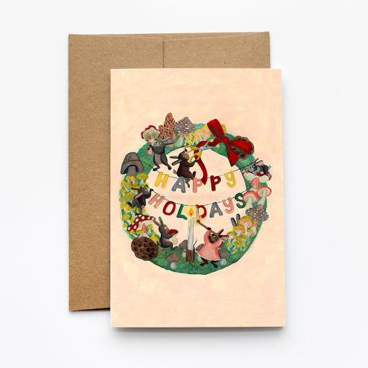 mushroom wreath | Holiday Card + Envelope