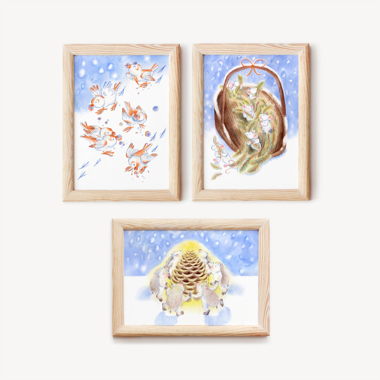 snowy creatures set | 3 Giclée Art Prints, 5x7