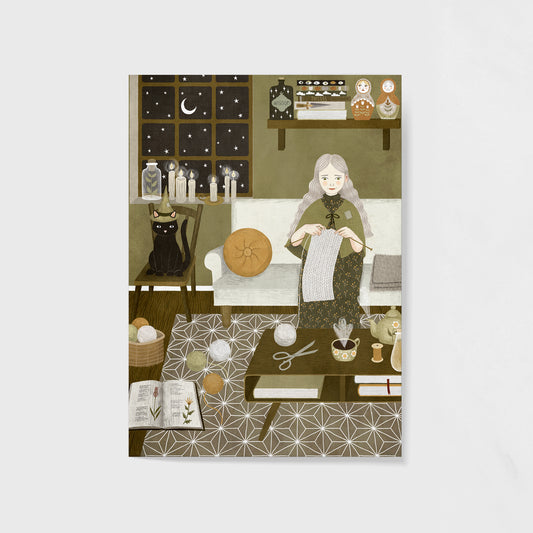 knitting witch | 5x7 Giclée Art Print