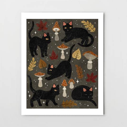 autumn cat magic | Giclée Art Print