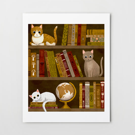 bookshelf cat | Giclée Art Print