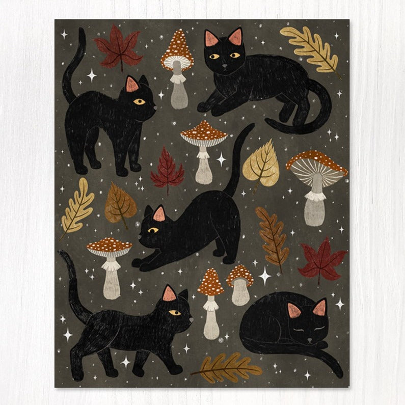 autumn cat magic | Mini Print