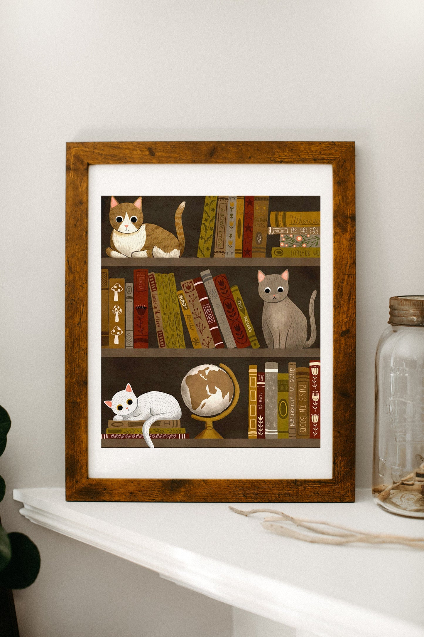bookshelf cat | Giclée Art Print