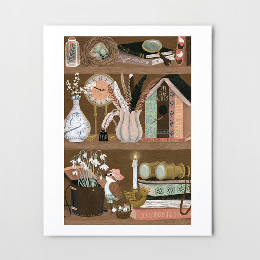 ornithology bookshelf | Giclée Art Print