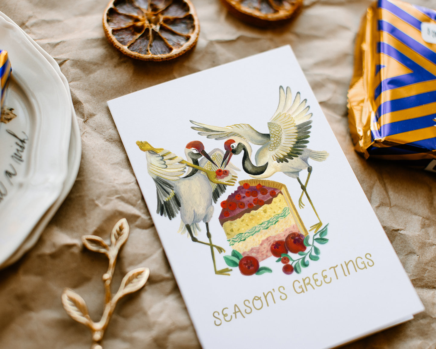 cranberry cranes | Holiday Card + Envelope