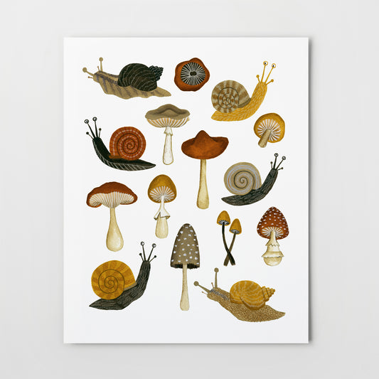 mushrooms & snails | Giclée Art Print